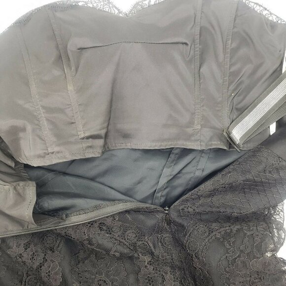 Nanette Lepore Black Lace Bustier Top Womens 8 Strapless Corset Blouse - Picture 5 of 7